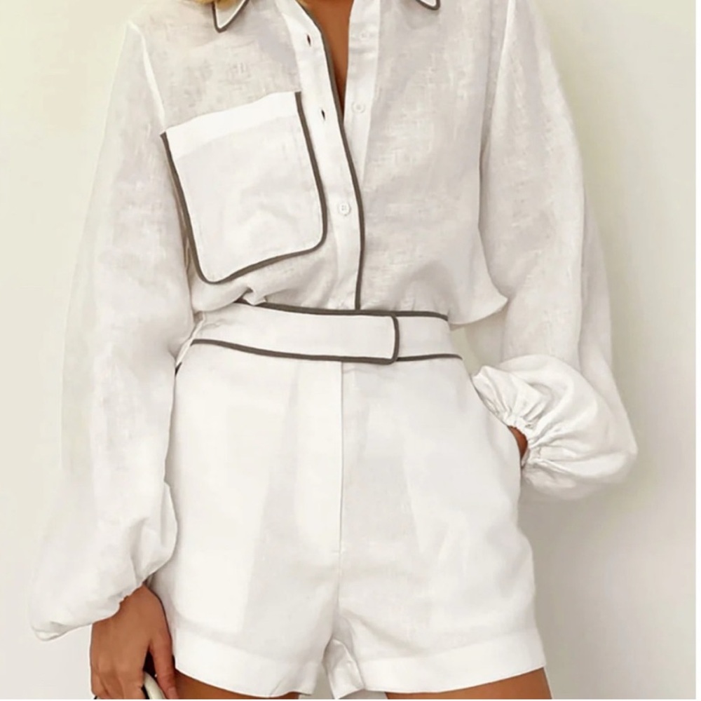 Commense White Blouse and Shorts Set NWT